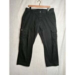 Wrangler Originals Mens Black Cotton Cargo Pants Straight Leg 36x27 700RBBL